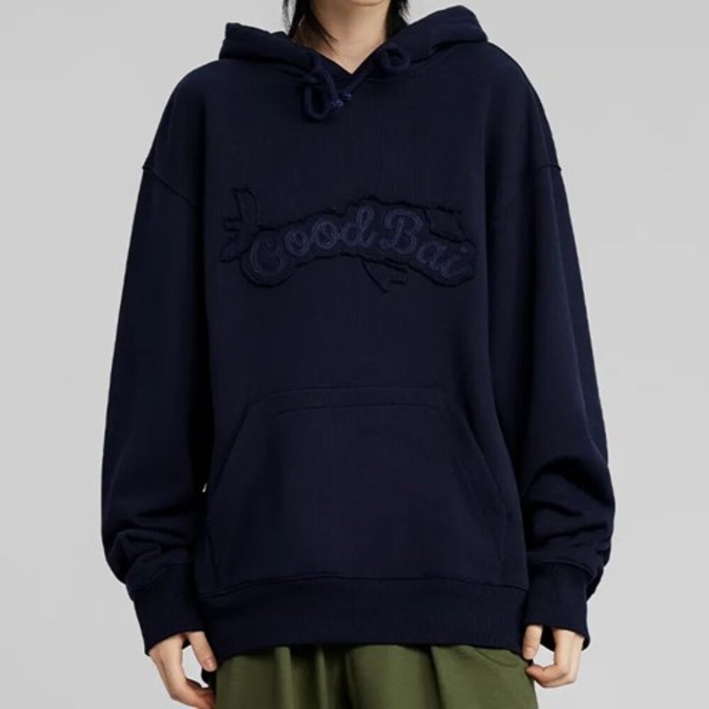 GOOD BAI Unisex Thick Hoodie Size S Navy blue